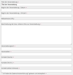 Anmeldung einer Veranstaltung